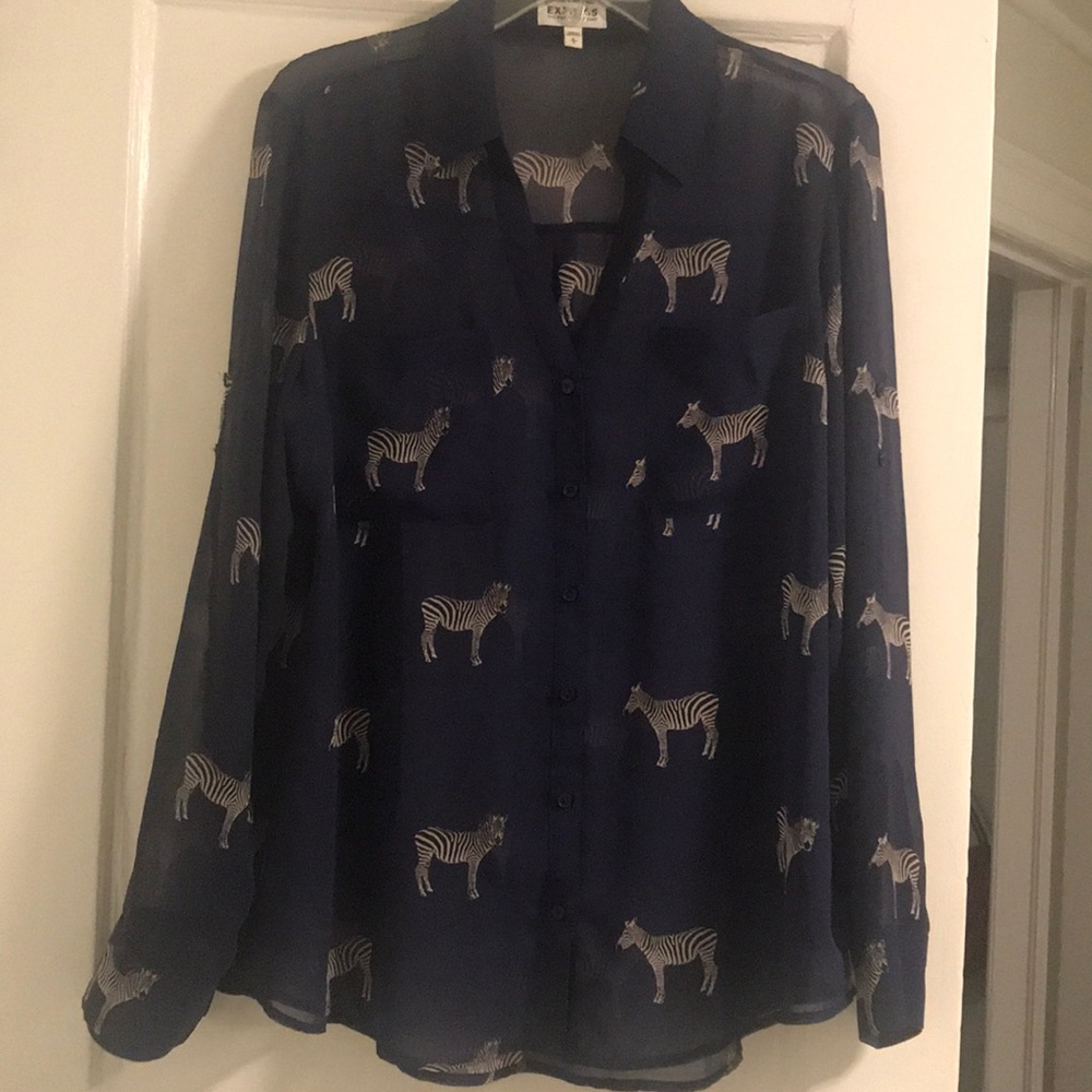 Express portofino button down sz L navy blue